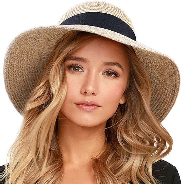 FURTALK Foldable Brim Straw Hat