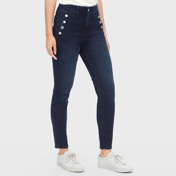 Gap High Rise True Skinny Sailor Ankle Jeans