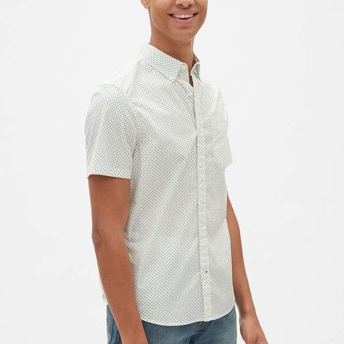 Gap Lived-In Stretch Poplin Short Sleeve Shirt