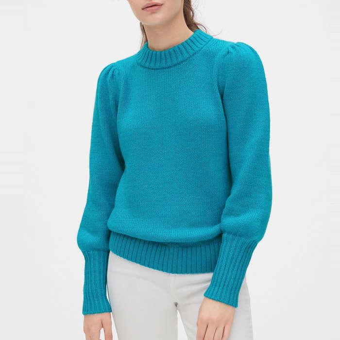 Gap Puff Sleeve Crewneck Sweater