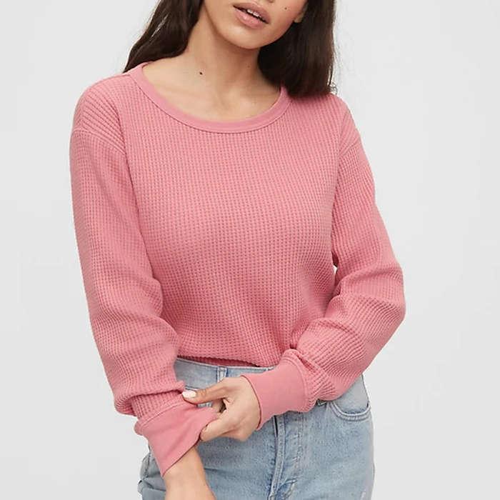 Gap Waffle-Knit Crewneck T-Shirt