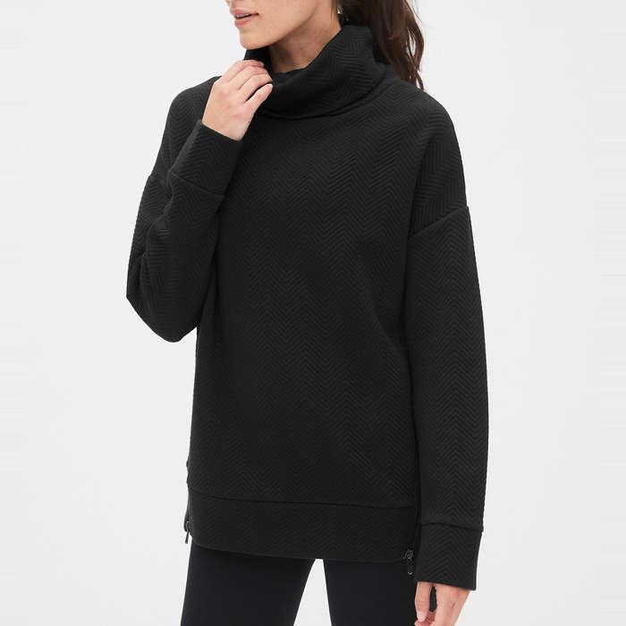 GapFit Jacquard Funnel-Neck Tunic Sweatshirt