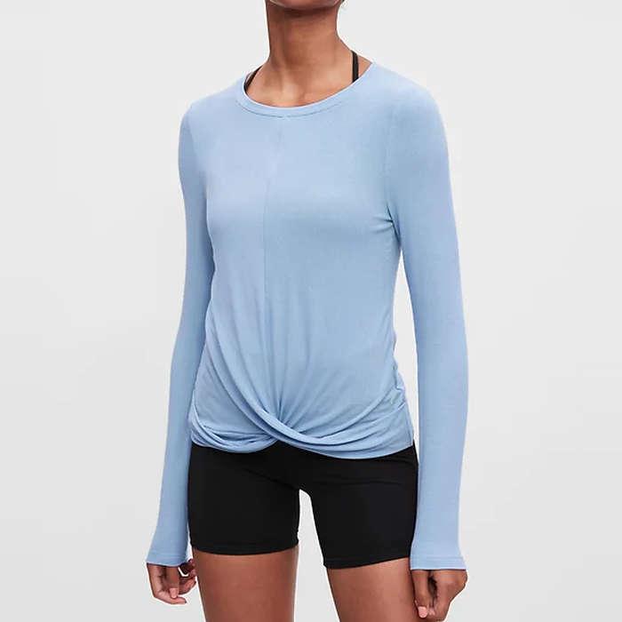 GapFit Supersoft Rib Twist-Front Top