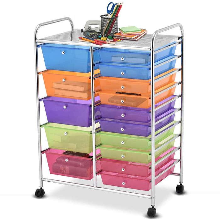 Giantex 15 Drawer Rolling Storage Cart