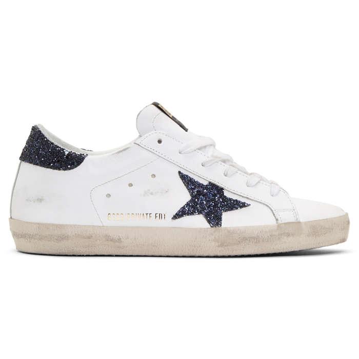 Golden Goose White Glitter Superstar Sneakers