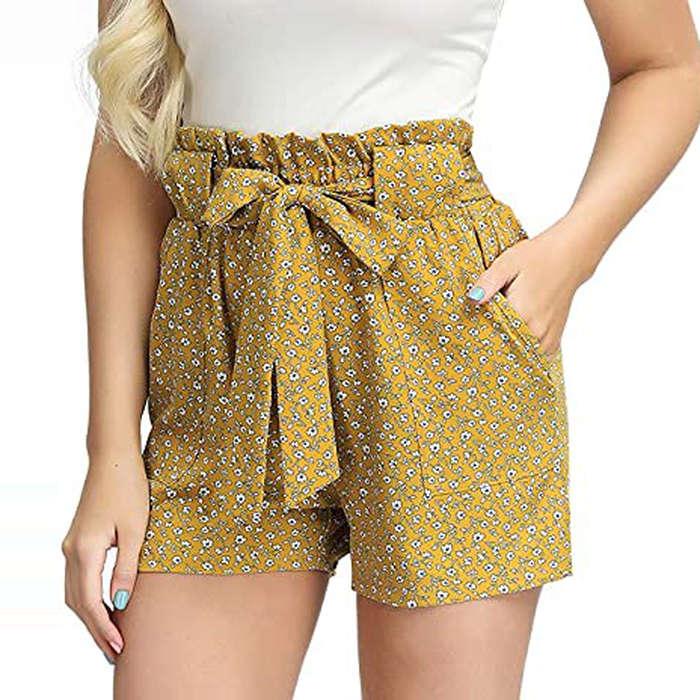 Grace Karin Bowknot Tie Waist Summer Casual Shorts