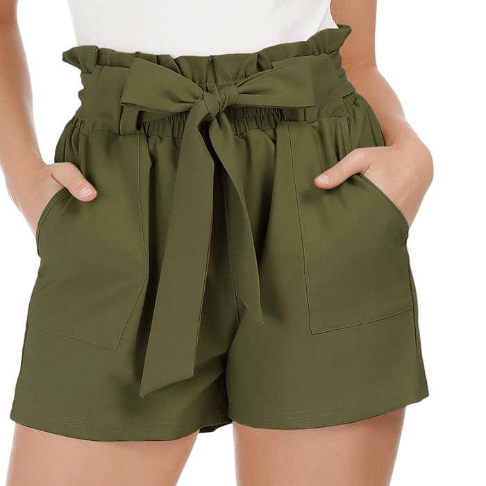 Grace Karin Bowknot Tie Waist Summer Casual Shorts