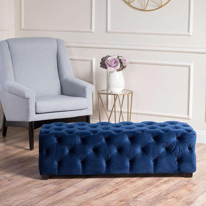 Great Deal Furniture Tufted Velvet Ottoman