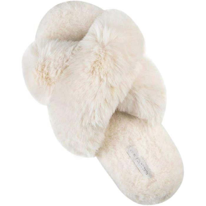 Halluci Cross Band Fleece Slippers