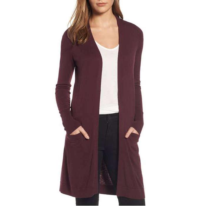 Halogen Long Open Front Cardigan