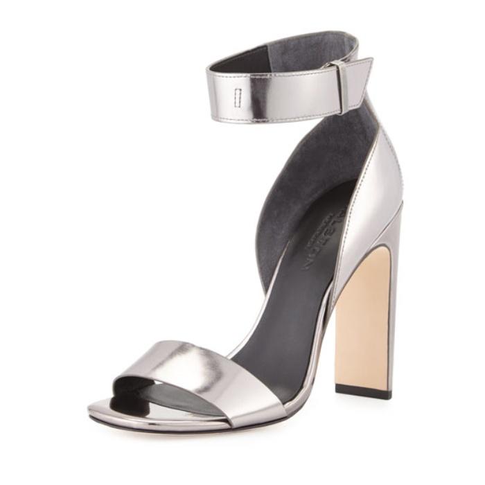 Halston Heritage Marylan Mirrored-Leather Sandal