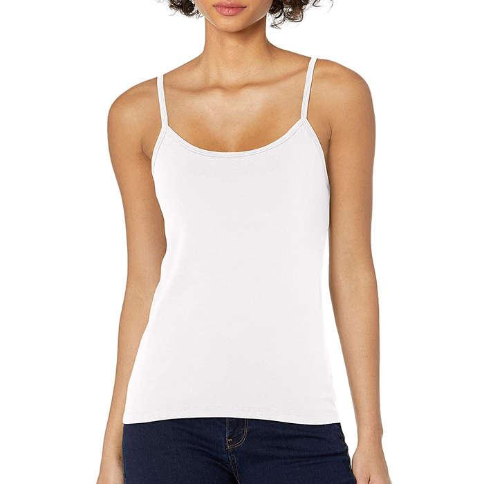 Hanes Stretch Cotton Cami With Built-In Shelf Bra