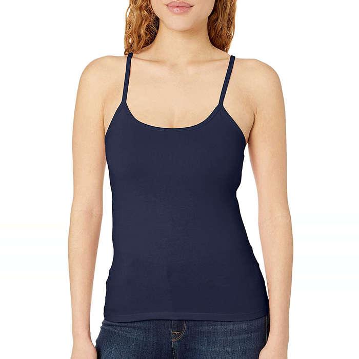 Hanes Stretch Cotton Cami With Built-In Shelf Bra