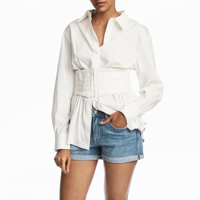 H&M Cotton Waist-cincher Blouse