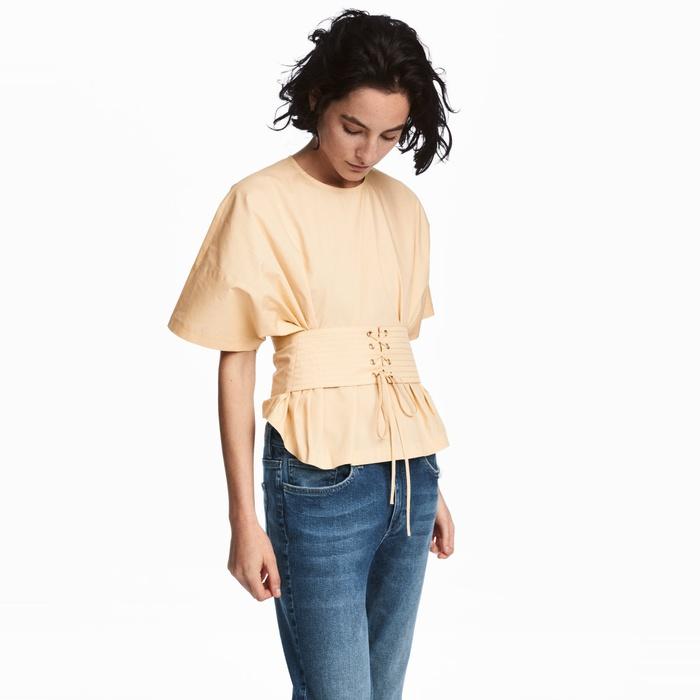 H&M Cotton Waist-Cincher Blouse