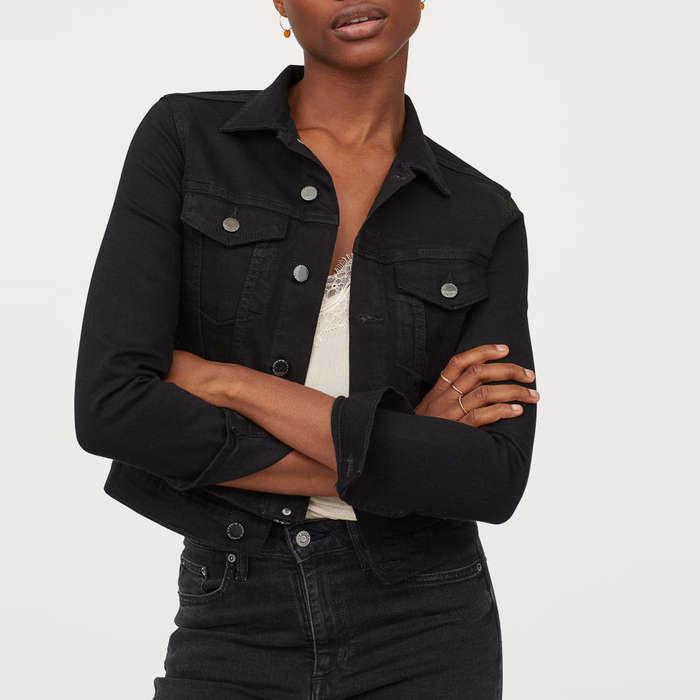 H&M Denim Jacket In Black Denim