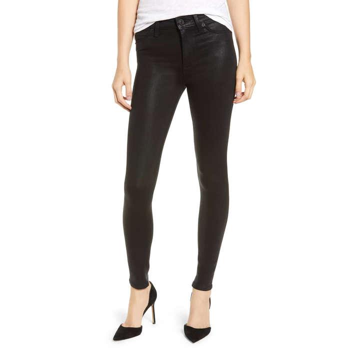 Hudson Jeans Barbara Skinny Jeans in Noir Coated 2