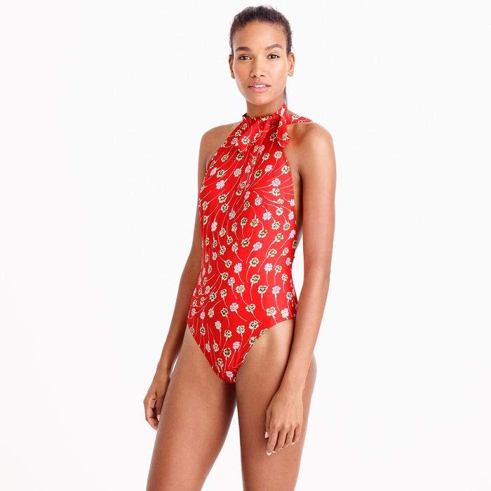 J. Crew Halter Bow-Tie One-Piece Swimsuit