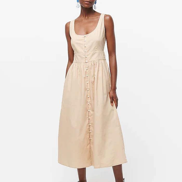 J.Crew Button-front cotton poplin dress