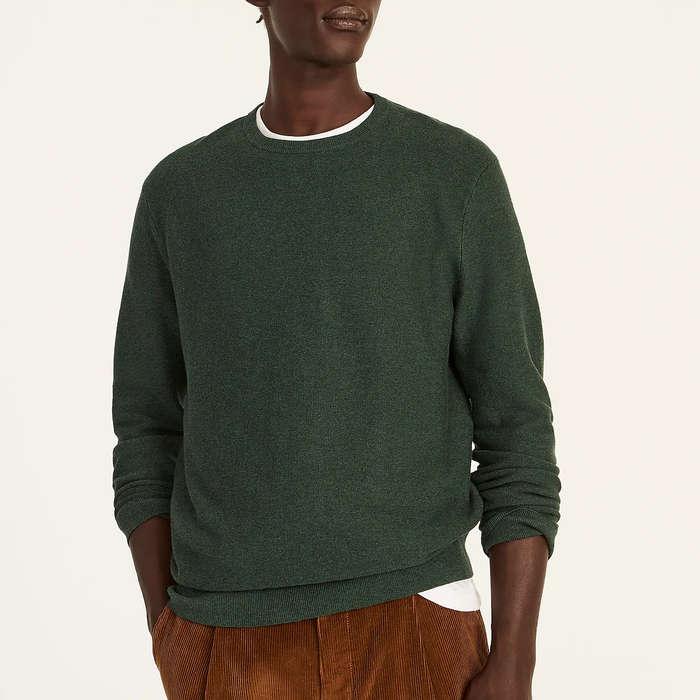 J.Crew Cotton Crewneck Sweater In Garter Stitch