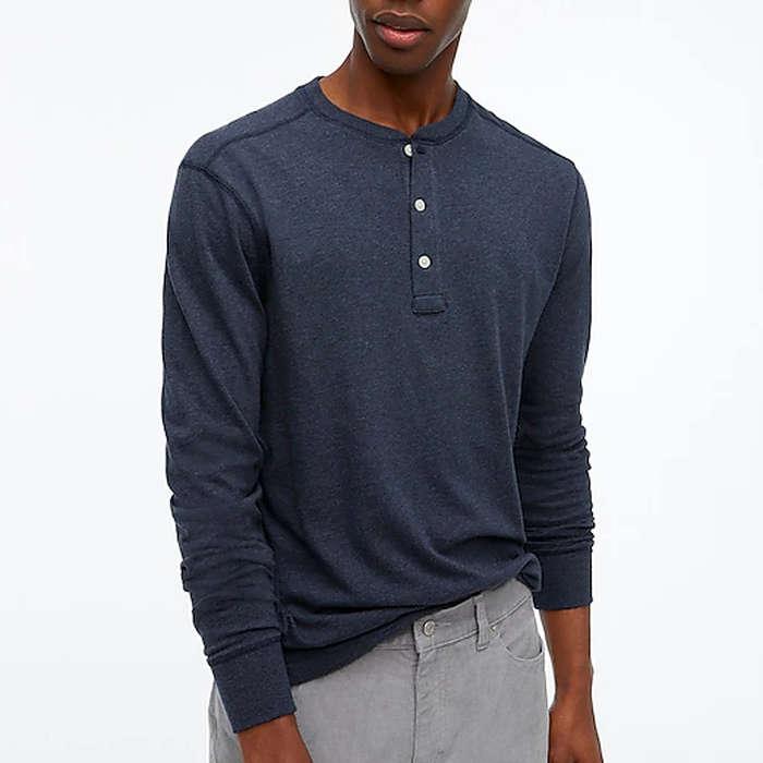 J.Crew Factory Long-Sleeve Henley In Slub Cotton