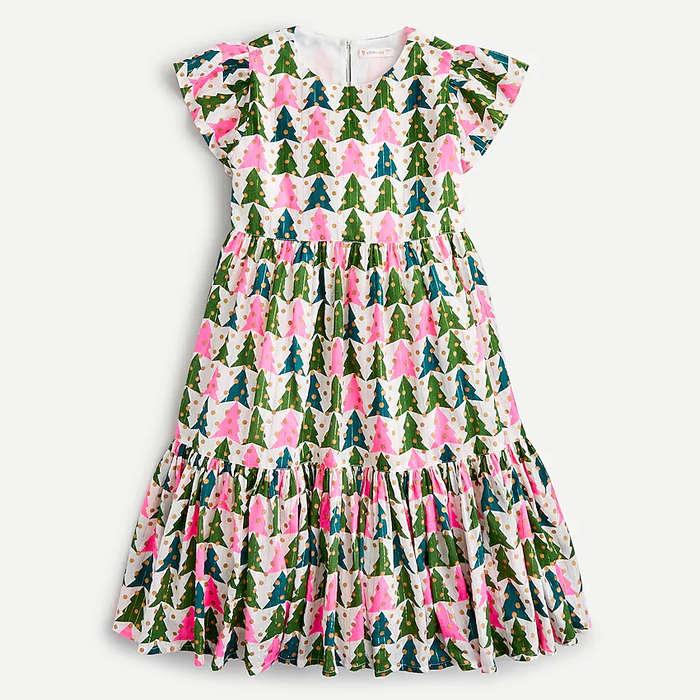 J.Crew Tiered Dress In Winter Trees