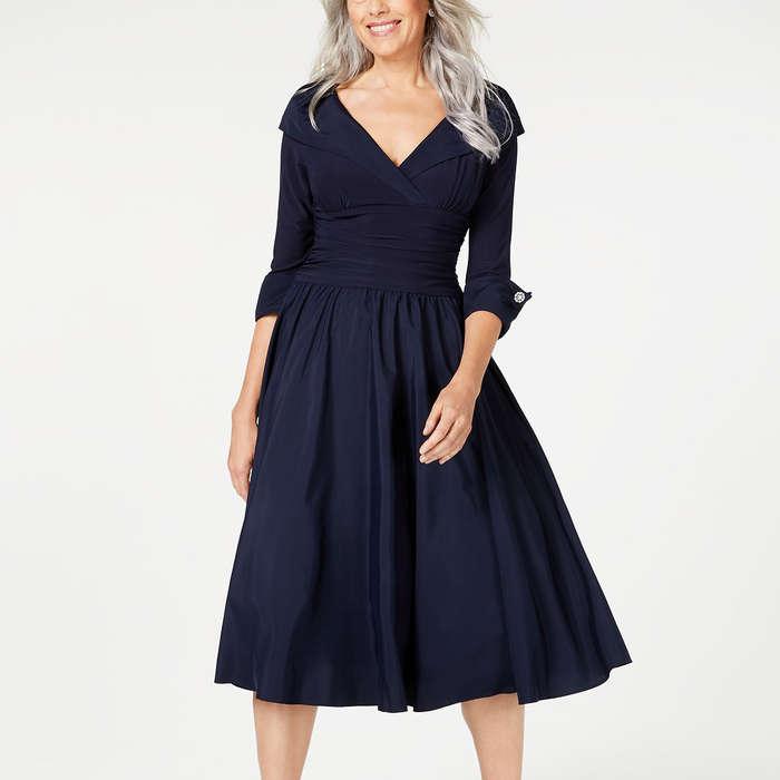 Jessica Howard Portrait-Collar A-Line Dress