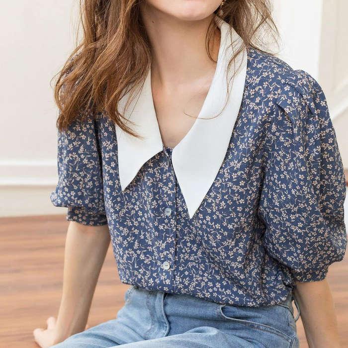 J.ING Wellesley Floral Collar Blouse