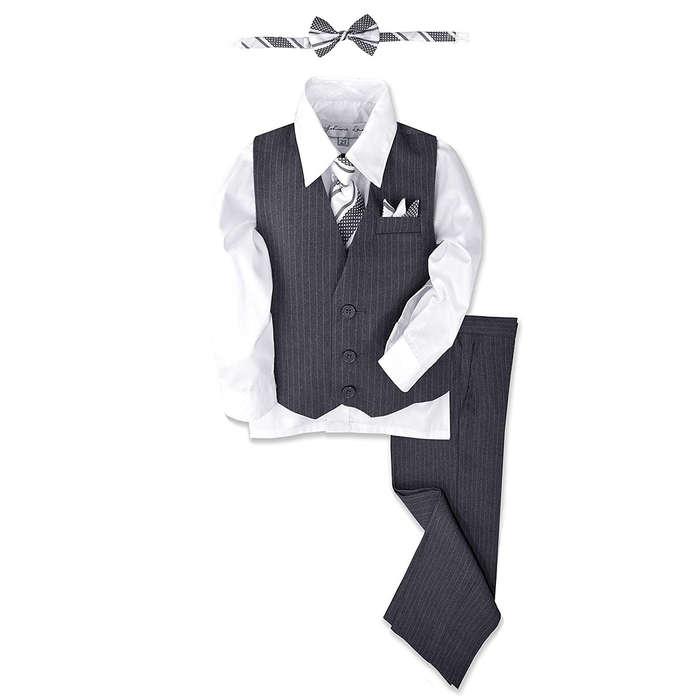 Johnnie Lene Pinstripe Boys Formal Dresswear Vest Set