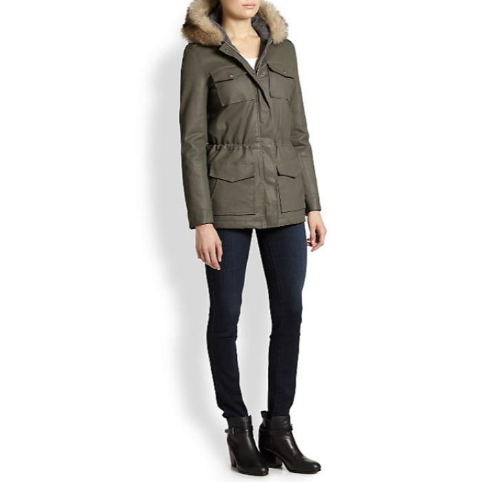 Joie Faux Fur-Trimmed Coated Parka