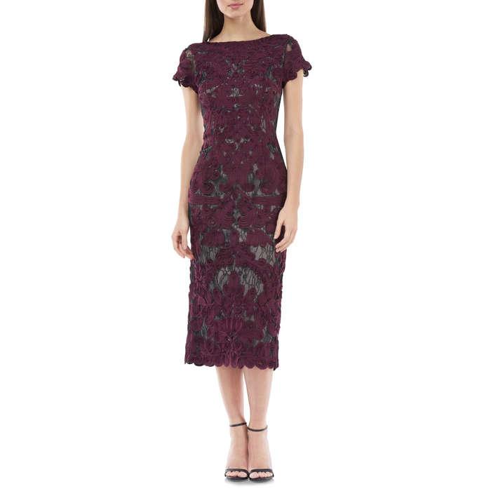 JS Collections Soutache Lace Midi Dress