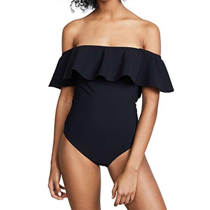 Karla Colletto Off Shoulder Flounce Swimsuit