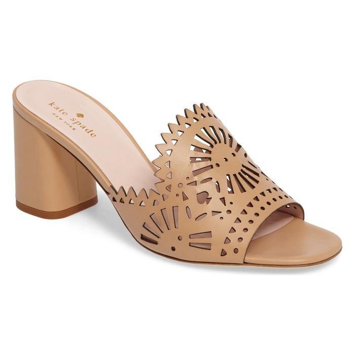 Kate Spade Delgado Suede Cutout High Heel Slide Sandals