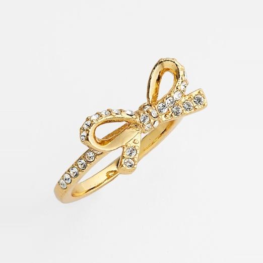 Kate Spade New York 'Skinny Mini' Pavé Bow Ring