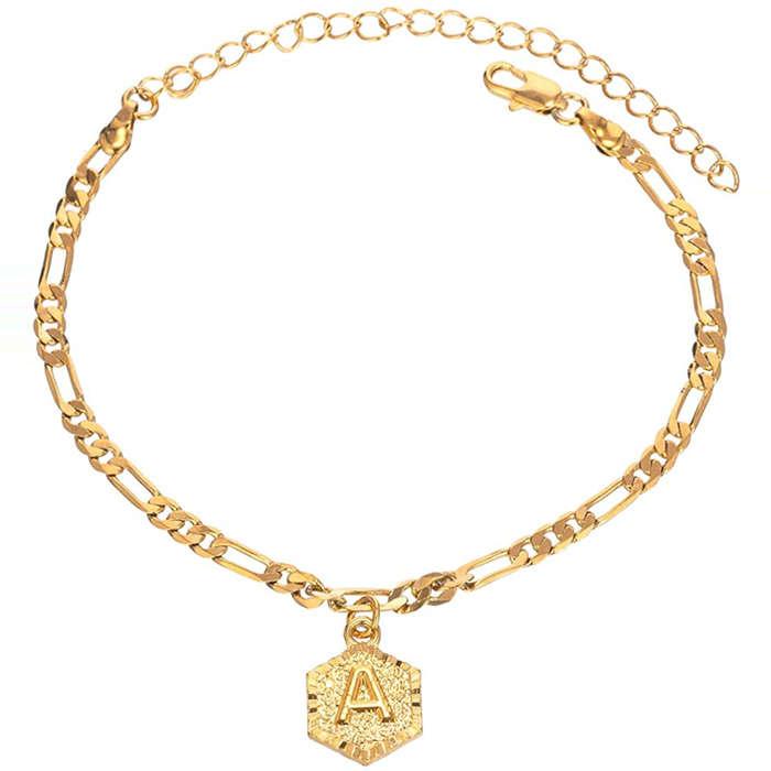 Kelistom 18k Gold Plated 4mm Figaro Chain Initial Anklet