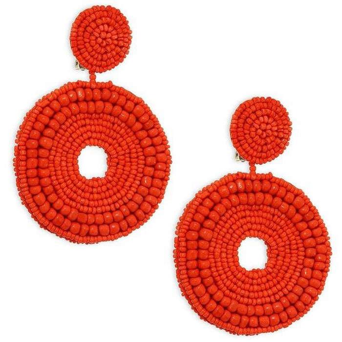 Kenneth Jay Lane Seed Bead Circle Clip-On Earrings