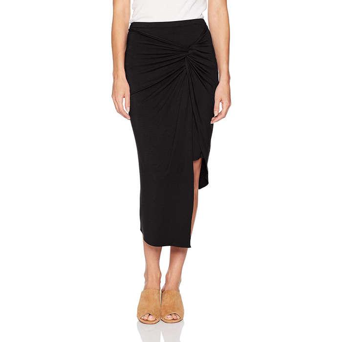 Kensie Knot Wrap Asymmetrical Knit Skirt