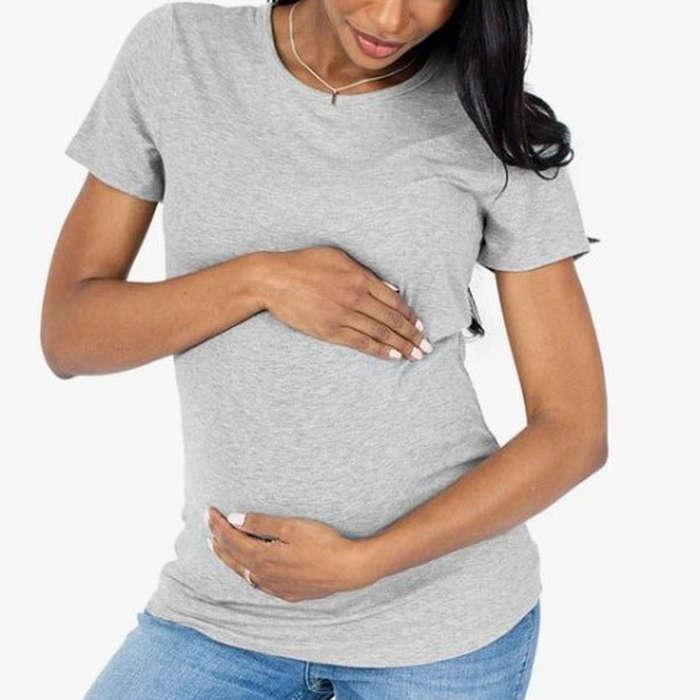 Kindred Bravely Ribbed Bamboo Maternity Crew Neck T-shirt