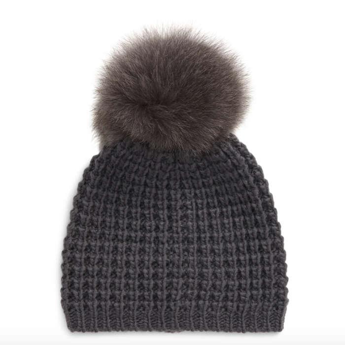 KYI KYI Genuine Fox Pompom Hat