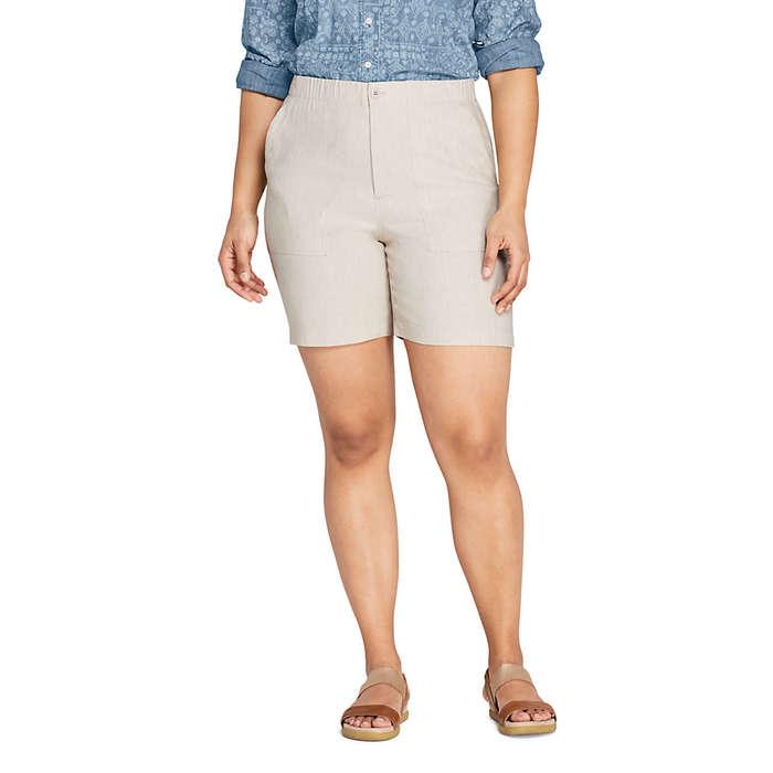 Lands' End Plus Size High Rise Linen Shorts