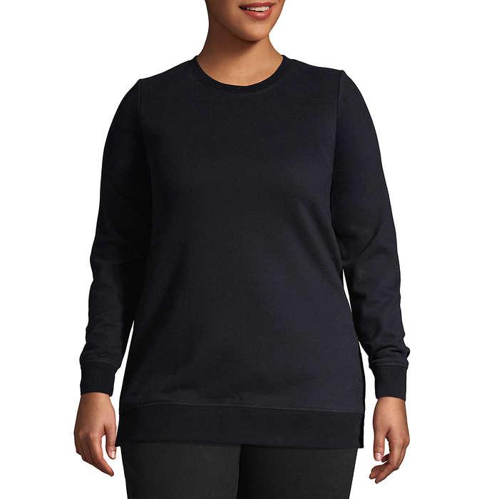 Lands' End Serious Sweats Crewneck Long Sleeve Sweatshirt Tunic