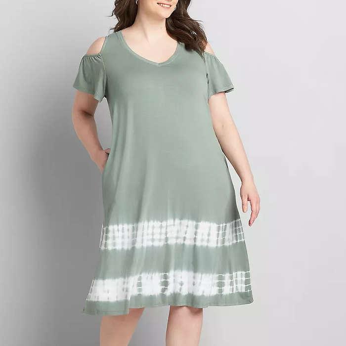 Lane Bryant Cold-Shoulder Swing Dress