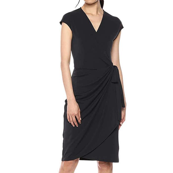 Lark & Ro Classic Cap-Sleeve Wrap Dress