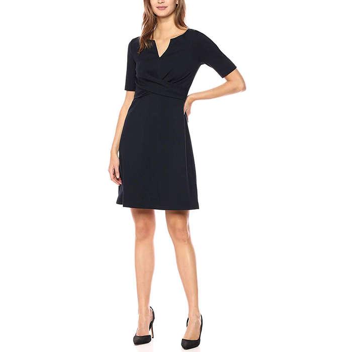 Lark & Ro Half Sleeve Twist Fit And Flare Dress