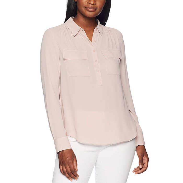 Lark & Ro Sheer Utility Blouse