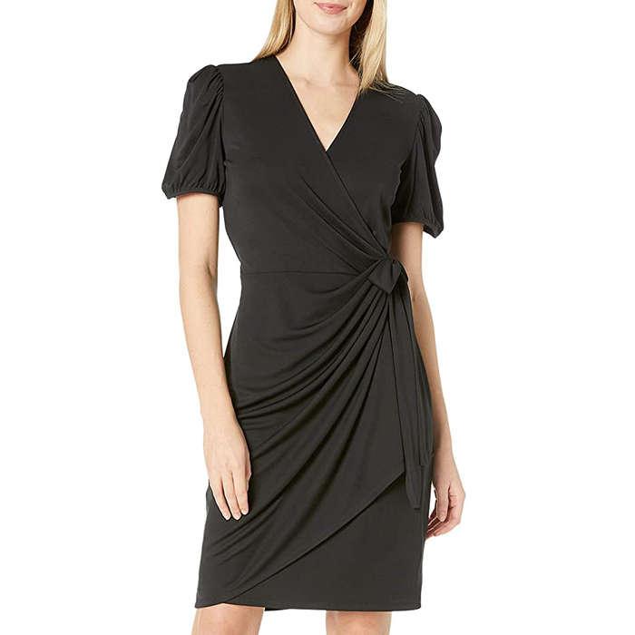 Lark & Ro Standard Gathered Puff Sleeve Wrap Dress