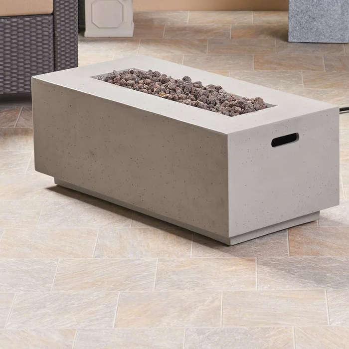 Latitude Run Caelan Outdoor MgO Concrete Propane Gas Fire Pit Table