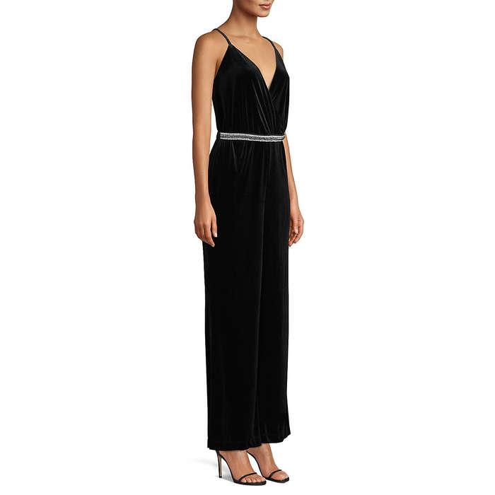 Laundry by Shelli Segal Velvet Belted Jumpsuit