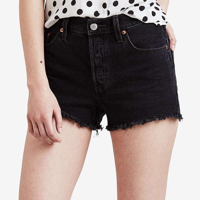 Levi's 501 High-Rise Denim Shorts In Lunar Black