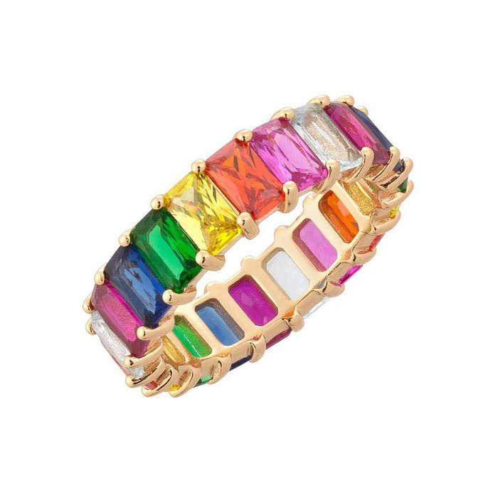 Lingdong Rainbow Baguette Ring